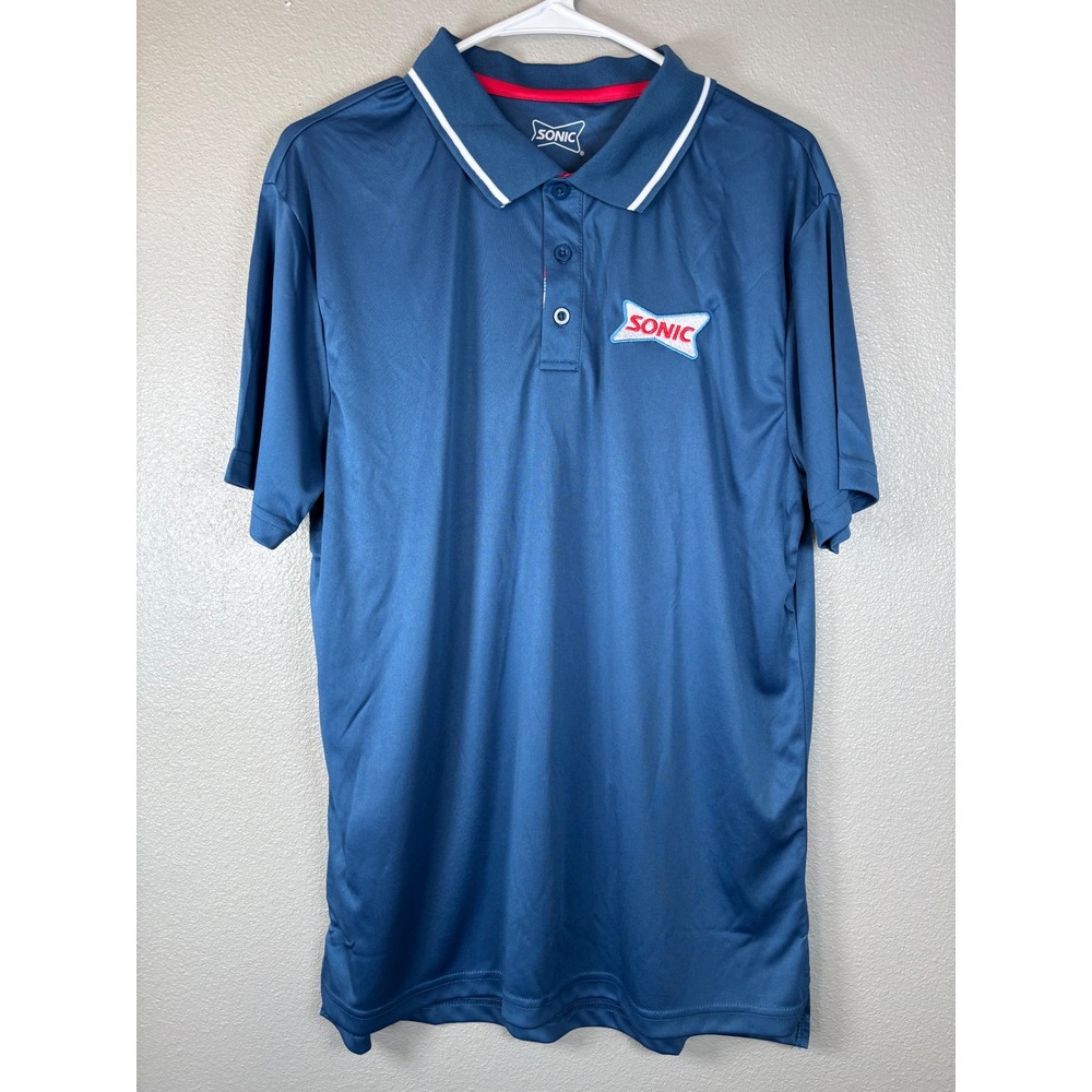 Sonic Restaurant‎ Shirt Large Blue Polo Employee Uniform Drive Thru Costumes